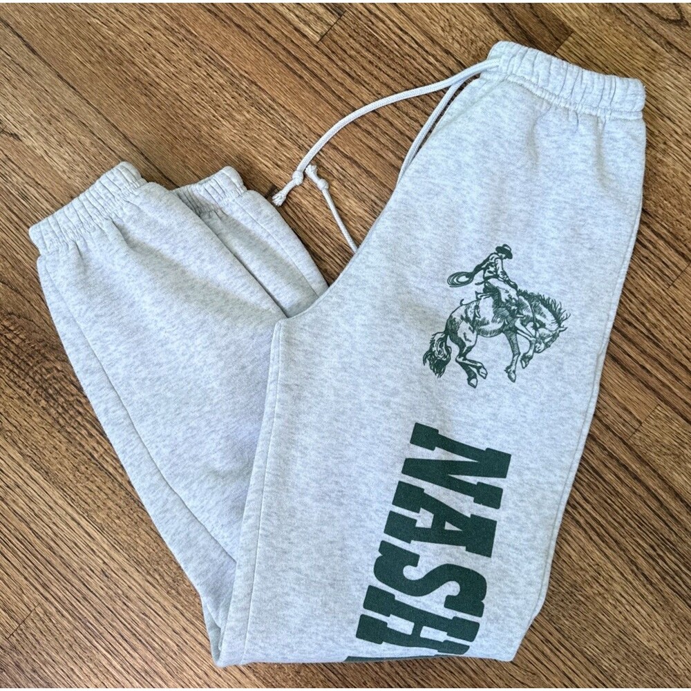 Women’s Social Scene Nashville Gray & Green Relaxing Joggers - Small